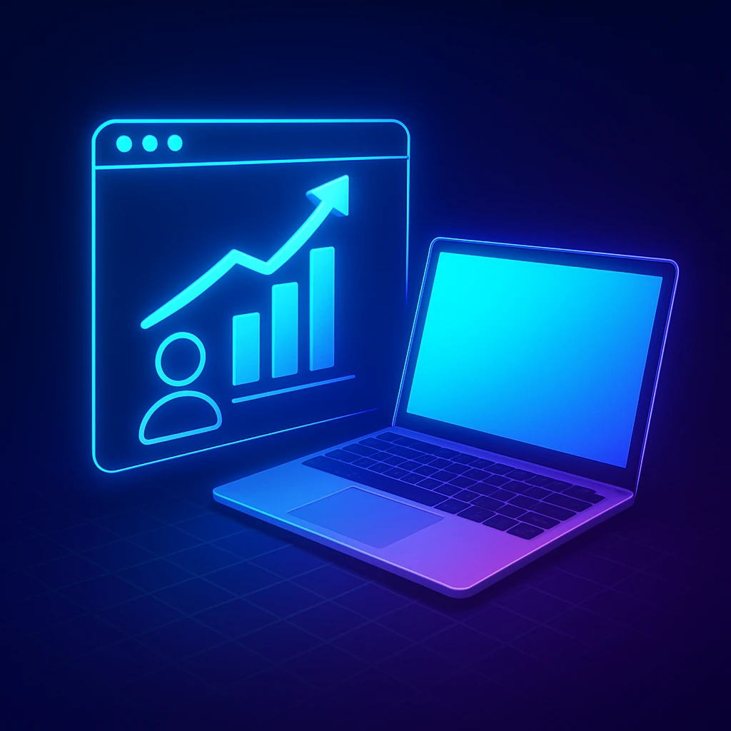 מחשב נייד ותרשים צמיחה