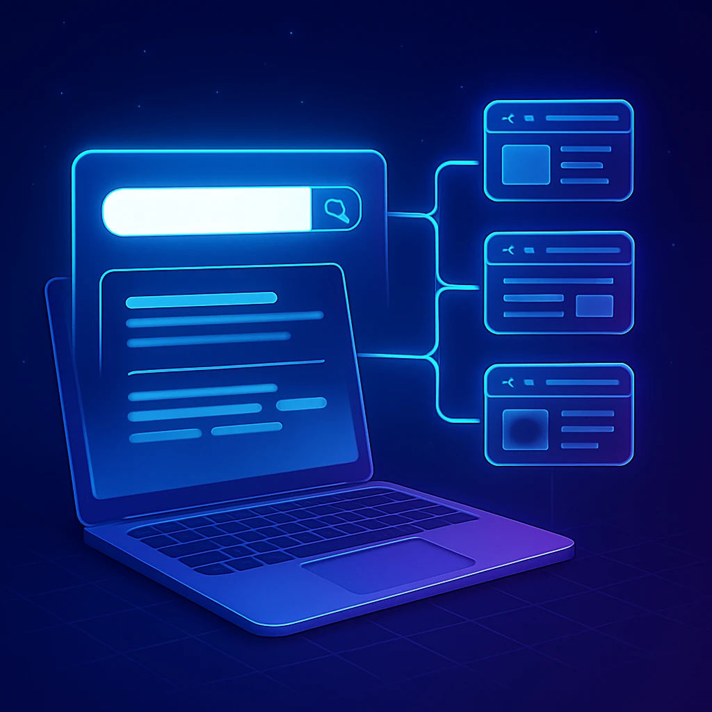 מחשב נייד והצגת קישורים